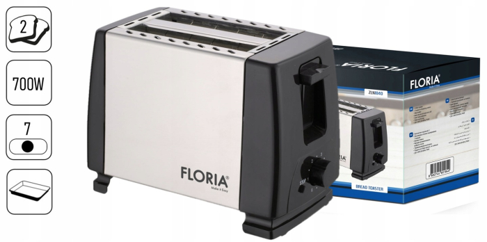 Prajitor de paine Floria ZLN1840 Negru/Inox, 700W, 7 nivele de control al temperaturii, buton de oprire [7]