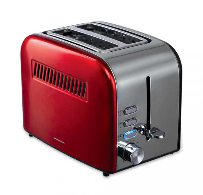 Prajitor de paine Heinner HTP-850RDIX, 850 W, 7 nivele de rumenire, 3 functii, Inox/Rosu [1]
