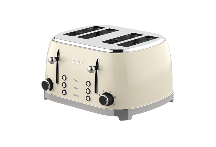 Prajitor de paine Retro Zilan ZLN1214, 4 felii de paine, 1500W, 6 trepte, dezghetare, reincalzire, picioruse antiderapante [1]