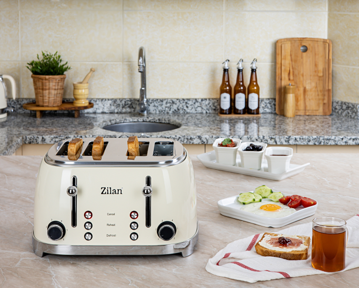 Prajitor de paine Retro Zilan ZLN1214, 4 felii de paine, 1500W, 6 trepte, dezghetare, reincalzire, picioruse antiderapante [8]