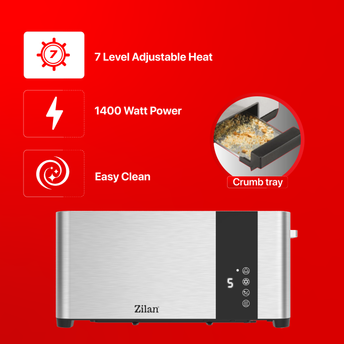 Prajitor de paine Zilan ZLN6234 Argintiun, ecran digital si tactil, putere 1400W, inox [6]