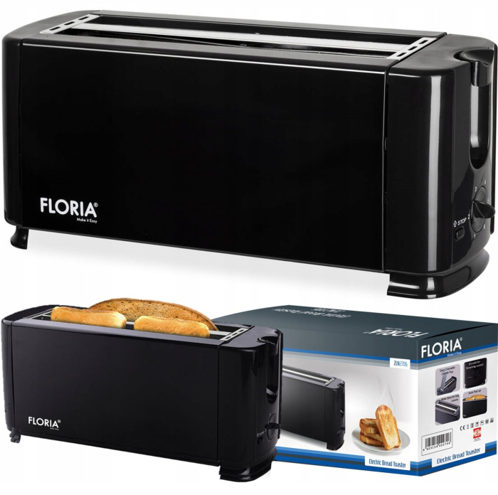 Prajitor paine dublu FLORIA ZLN2706, Negru Putere 1300W, 2 fante, 4 felii, [6]