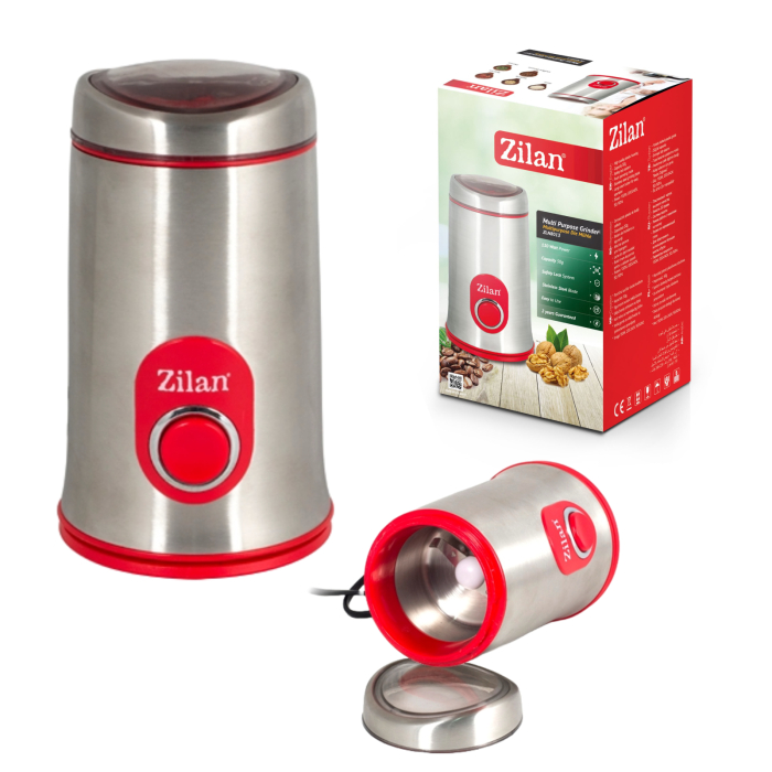 Rasnita cafea electrica, Zilan ZLN8012,Argintiu /Rosu 150 W, inox, cutite macinare otel inoxidabil  [5]