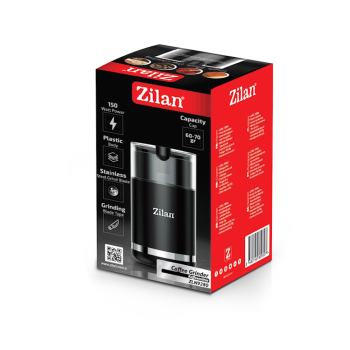 Rasnita electrica Zilan ZLN9280 pentru cafea, lame din otel, corp din plastic, negru [2]