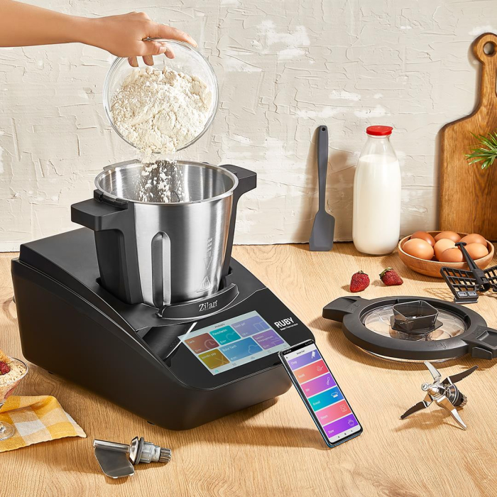 Robot de bucatarie Zilan ZLN9341 RUBY multifunctional Thermorobot, 1700W, 4.7L, Ecran color TFT cu touchscreen de 7 inch, 18 Functii, WiFi, Aplicatie mobila [4]