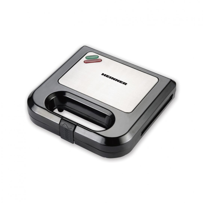 Sandwich maker Heinner SM-K750BKS, 750 W, placi antiadezive fixe tip grill, Negru/Inox [1]