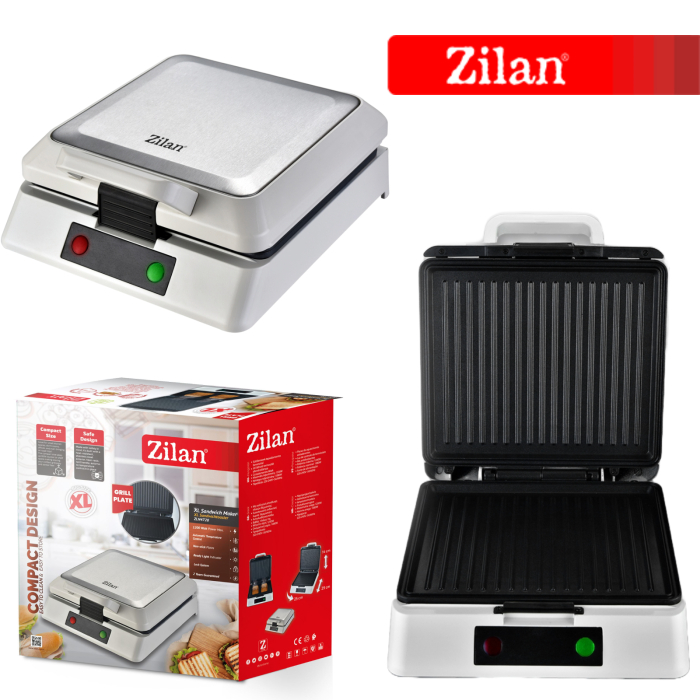 Sandwich Maker XL Zilan ZLN4728 Argintiu, plita grill, indicator luminos, sistem de inchidere, putere 1200W [3]