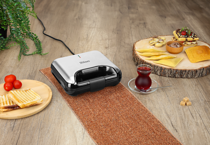Sandwich-maker ZILAN 5 in 1 ZLN3932, Negru/Inox 800 W, 5 tipuri de placi grill, triunghi, sandwich, waffle, nuci, [3]