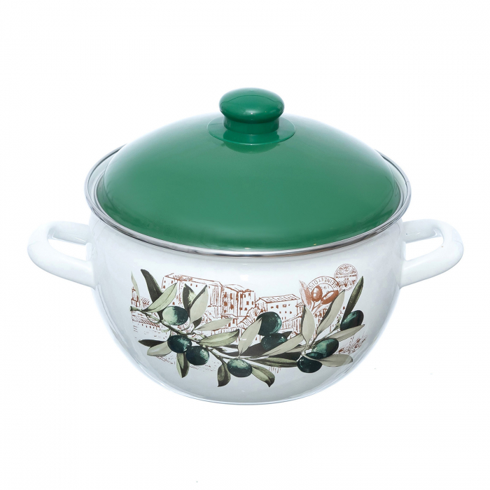 Set 3 oale emailate cu capac Arian, cantitate 3,8 litri, 4,8 litri, 6,2 litri, Verde [3]