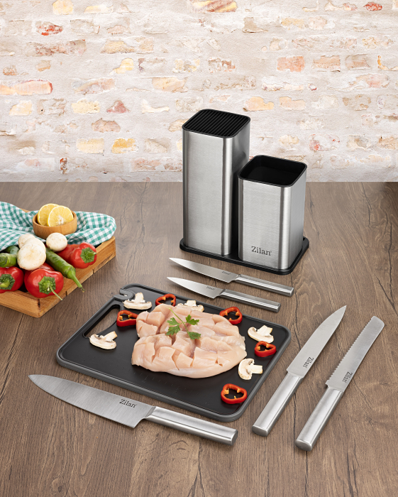 Set cutite 7 piese Zilan ZLN1627, Suport inclus, Otel inoxidabil 3CR13, Compatibil masina de spalat vase [5]