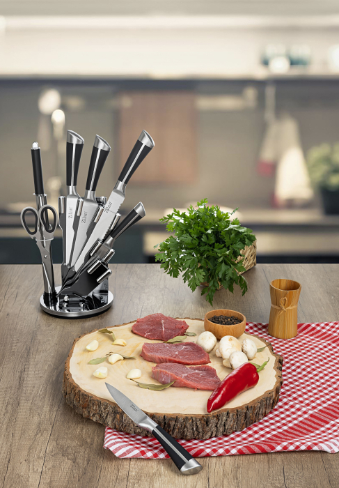 Set cutite 8 piese Zilan ZLN1634, Suport inclus, Otel inoxidabil 3CR13, Compatibil masina de spalat vase [4]