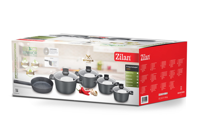 Set de oale Zilan ZLN0942 Negru, cu 9 piese, invelis din marmura si manere fine la atingere [4]