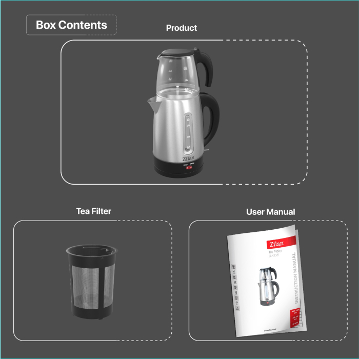 Set fierbator electric+ceainic FLORIA ZLN3581,Inox/Negru Putere 2200W, [3]