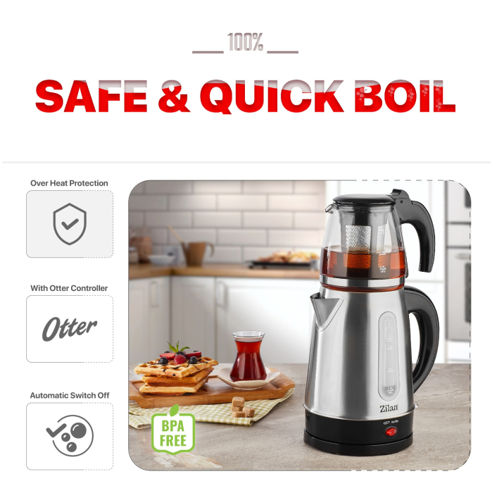 Set fierbator electric+ceainic FLORIA ZLN3581,Inox/Negru Putere 2200W, [9]
