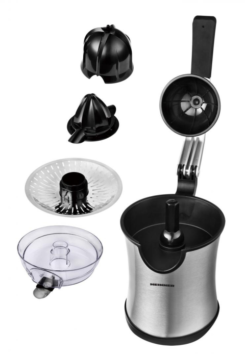 Storcator de citrice Heinner Aren HCP-160SS, 160W, 2 conuri, filtru inox, maner cu aluminiu turnat, picioruse antialunecare, inox [3]
