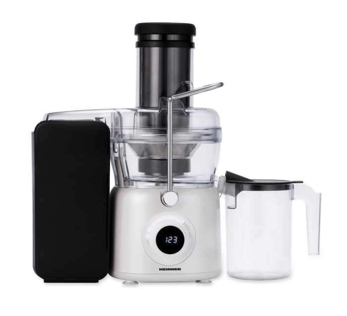 Storcator de fructe Heinner Pearlwhite HSF-K1000DCWP, 1000W, motor DC, viteza variabila, recipient pulpa 1L, filtru inox, tub larg alimentare 84mm, alb perlat [1]