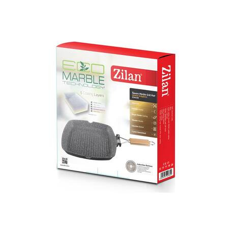 Tigaie grill Zilan ZLN4298, diametru 24 cm, Material aluminiu, Interior granit, Maner pliabil, Compatibil inductie [2]