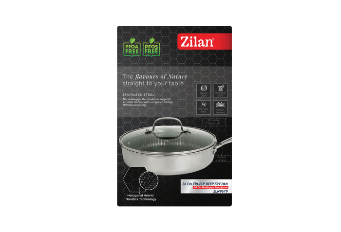 Tigaie inalta Zilan ZLN9679 cu capac tri-ply, inox, antiaderent, protectie la zgarieturi, usor de spalat, 26 cm ,3.2L [5]
