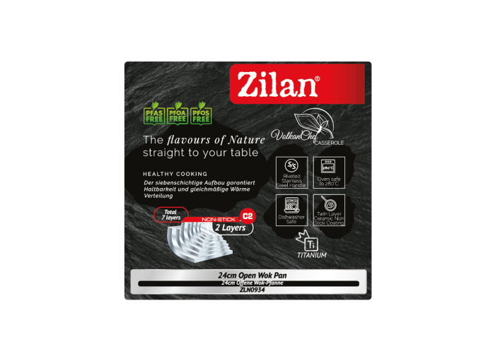 Tigaie Wok Zilan ZLN0934, Diametru 28 cm, 7 straturi de material, Maner nituit, Compatibil cuptor si masina de spalat vase [4]