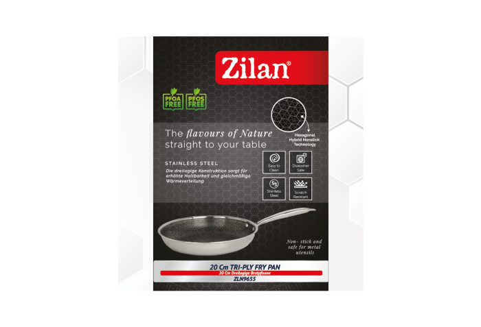 Tigaie Zilan ZLN9655 tri-ply, inox,antiaderent, protectie la zgarieturi, usor de spalat, 20 cm,1L [3]