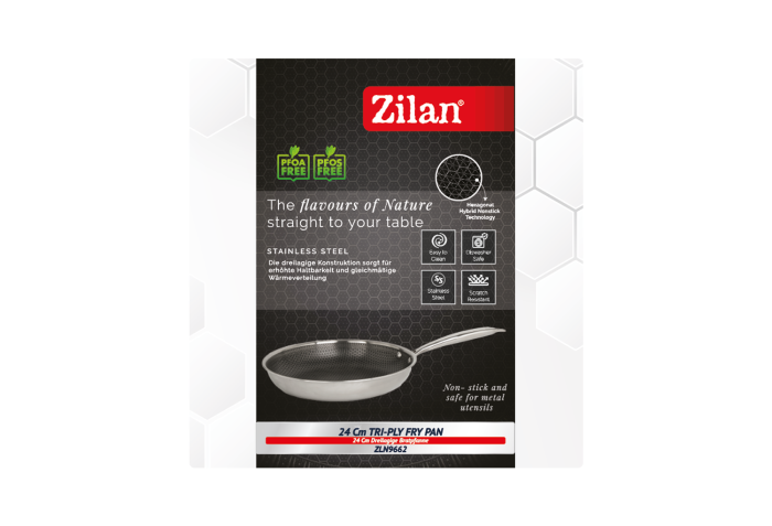 Tigaie Zilan ZLN9662 tri-ply, inox, antiaderent, protectie la zgarieturi, usor de spalat, 24 cm,1.4L [3]
