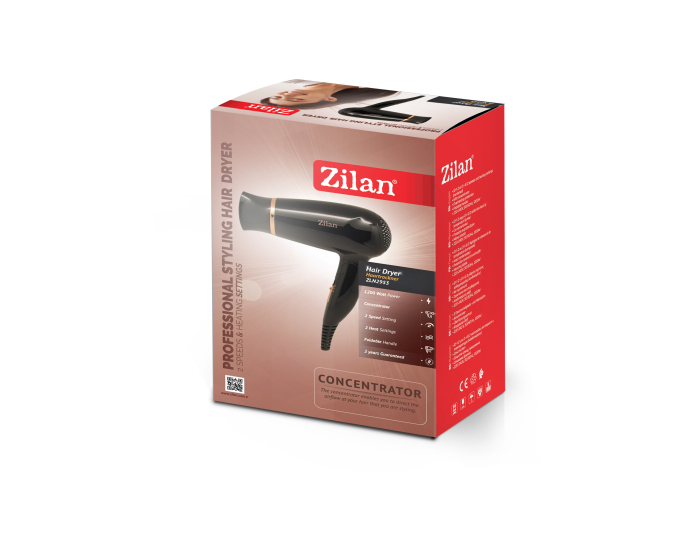 Uscator de par Floria ZLN2953 Negru cu maner pliabil pentru voiaj , 1200 W, 2 viteze si temperatura, Concentrator [6]