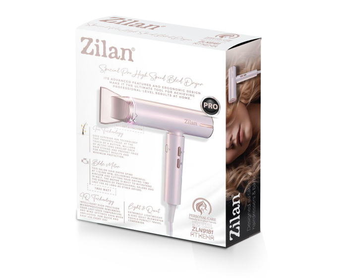 Uscator de par Zilan ZLN9181, tehnologie IQ, 3 trepte de viteza si temperatura, Functie ionica, 1800W [3]