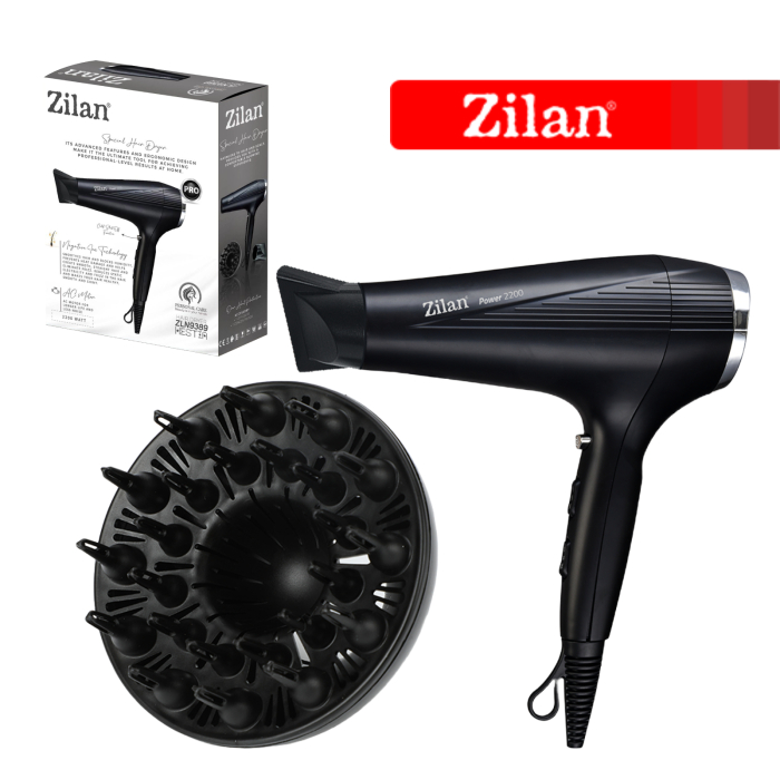 Uscator de par Zilan ZLN9389, 2200W, 2 trepte de viteza, 3 trepte de temperatura, cu aer cald si rece, Negru [1]