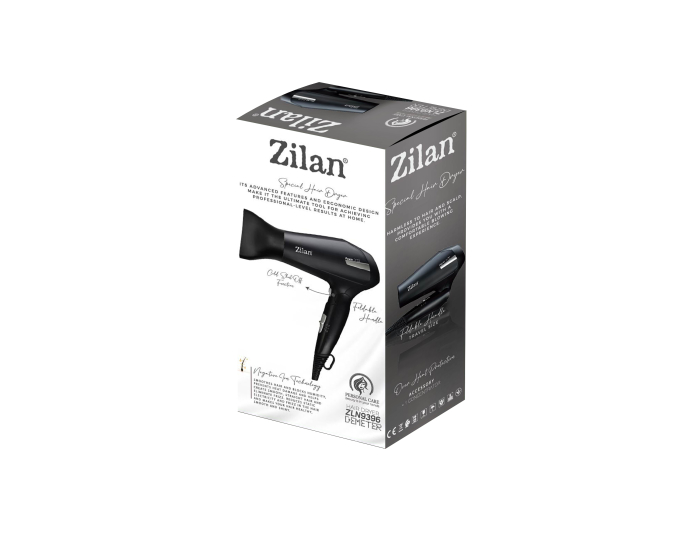 Uscator de par Zilan ZLN9396, 2000W, 2 trepte de viteza, 2 trepte de temperatura, cu aer cald si rece, Negru [3]