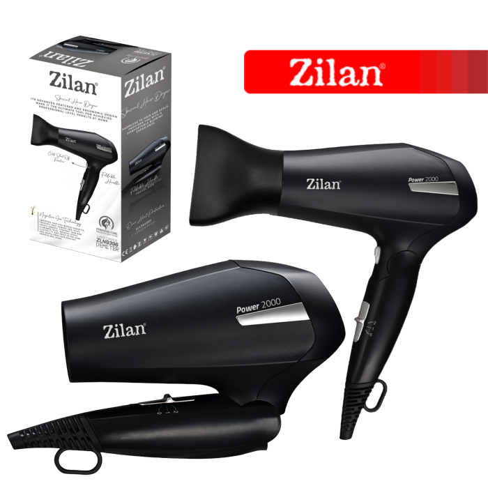 Uscator de par Zilan ZLN9396, 2000W, 2 trepte de viteza, 2 trepte de temperatura, cu aer cald si rece, Negru [4]