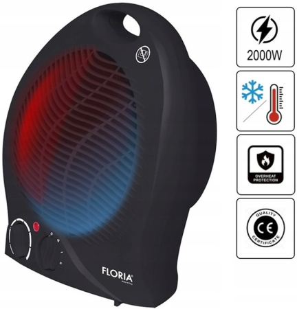 Aeroterma Floria ZLN6172,Negru Putere 2000W, 2 nivele de incalzire+rece, Protectie supraincalzire, Termostat reglabil, [2]
