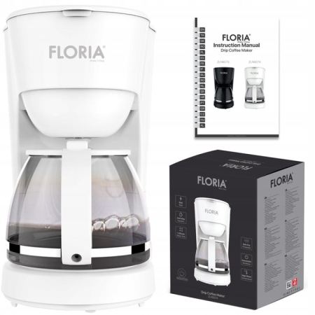 Aparat de facut cafea Floria ZLN9274 Alb, putere 600W, oprire automata, vas de 1.2 litrii [2]