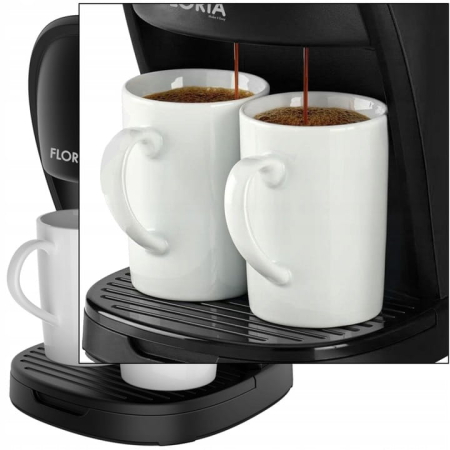 Aparat de facut cafea Floria ZLN9297, filtru de nailon, cupa pentru masurat, 2 cesti incluse, Negru [7]