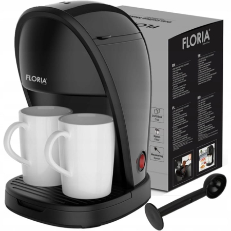 Aparat de facut cafea Floria ZLN9297, filtru de nailon, cupa pentru masurat, 2 cesti incluse, Negru [8]