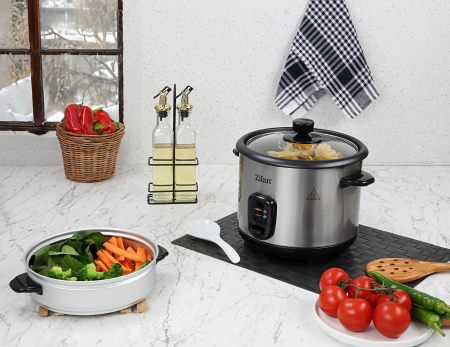 Aparat de gatit Zilan ZLN9570 2 in 1 pentru gatit orez si alimente la abur, capacitate 1.5L, 500W, sistem anti-alunecare [1]