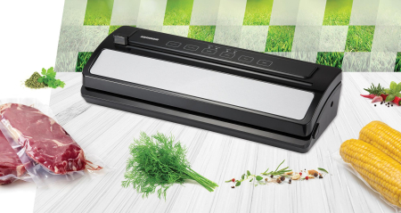 Aparate pentru bucatarie - Aparat de vidat Heinner HAV-E110SS, vidare umeda /uscata, vidare caserole, panou de comanda tactil, furtun pentru vidarea caserolelor, cutter incorporat, compatibil cu pungi cu latimea de 30cm, capaci