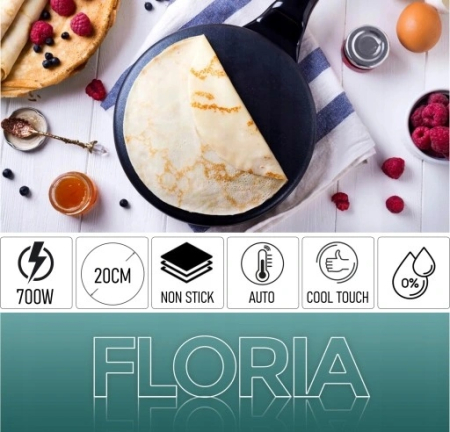 Aparat pentru facut clatite Floria ZLN7910 Negru, 700W, cu diamentru de 20 cm [8]