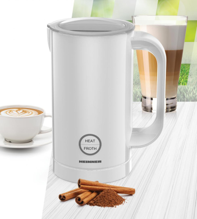 Aparat pentru spumat laptele Heinner HMFR-450WH, 450 W, capacitate spumare 100ml, 4 functii, capacitate incalzire 200ml, led, inel spumare magnetic, Alb [2]