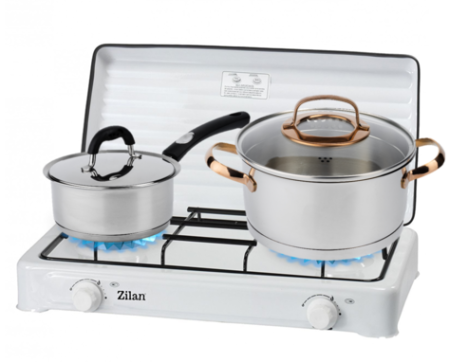Aragaz 2 ochiuri ZILAN ZLN0025A, culoare alb utilizare numai GPL butelie,  [2]