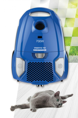 Aspirator cu sac Heinner HVC-MBL1400-V2, 700 W, sac textil, 3 L, putere variabila, HEPA 12, tub telescopic metalic, Albastru [1]