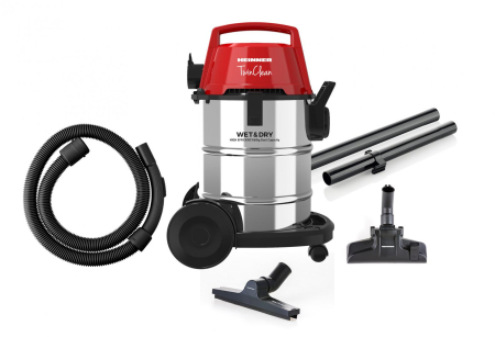 Ingrijire locuinta - Aspirator multifunctional umed & uscat Heinner TwinClean HVC-MWD1400RD, 1400 W, 21 l capacitate, 6 l sac textil, functie suflare, filtru Hepa, perie aspirare uscata, perie aspirare umeda, perie spatii