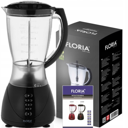 Blender FLORIA ZLN3080 Negru, Putere 300W, capacitate 1.5L, 3 viteze, Functie puls-Vas plastic  [6]