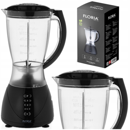 Blender FLORIA ZLN3080 Negru, Putere 300W, capacitate 1.5L, 3 viteze, Functie puls-Vas plastic  [7]