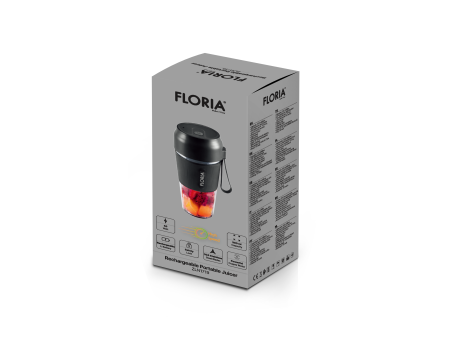 Blender portabil Floria ZLN1719 pentru suc reincarcabil, Capacitate 300 ml, Putere 50W, Lame din otel inoxidabil, Negru [1]