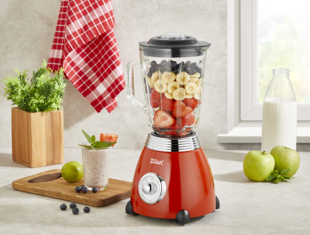 Blender RETRO Zilan ZLN7057 Rosu, capacitate 1.5 L, putere 500W, lame din otel [6]