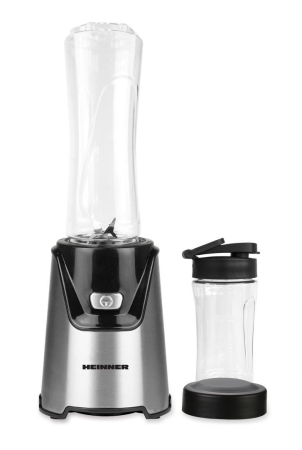 Electrocasnice - Blender sport Heinner WellGo Mix 400 HSB-T400SS, 400W, recipiente Tritan fara BPA 600/400ML, buton ON/OFF, 19000RPM, lame din inox, carcasa din inox, argintiu/negru