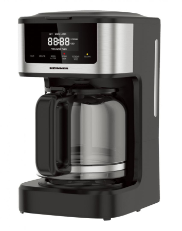 Cafetiere - Cafetiera digitala Heinner HCM-DD900BKSS , 900 W, 1.8l capacitate, display digital cu control touch, tarie cafea ajustabila, Negru cu insertii inox