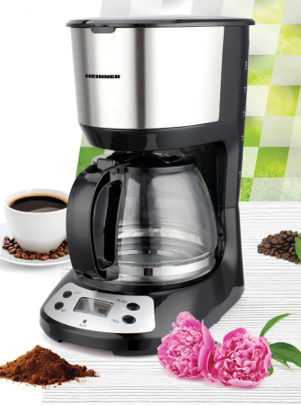 Cafetiera digitala Heinner Silvert Chatt HCM-D750GCSS, LCD, 1.25L, filtru si portfiltru detasabil, filtru din nailon, functie anti-scurgere, oprire automata, functie de mentinere la cald, 750W, negru/ [1]