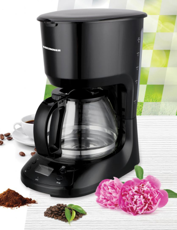 Cafetiere - Cafetierea digitala Heinner Black Chatt HCM-D750GCBK, LCD, 1.25L, filtru si portfiltru detasabil, filtru din nailon, functie anti-scurgere, oprire automata, functie de mentinere la cald, 750W, negru