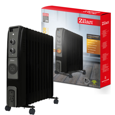 Calorifer electric cu ulei ZILAN ZLN1963 Negru, termostat reglabil, 2500W, 11 elementi [4]